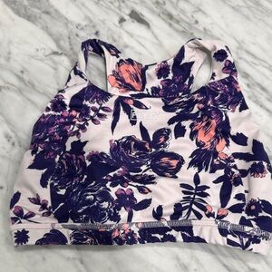 Fleo Floral Sports Bra in Light Pink and Navy